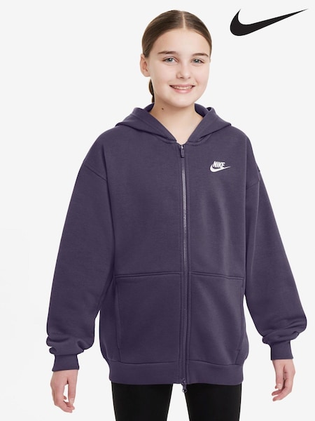 Nike Purple Raisin Purple Raisin Oversized Club Fleece Zip Up Hoodie (B53993) | £43