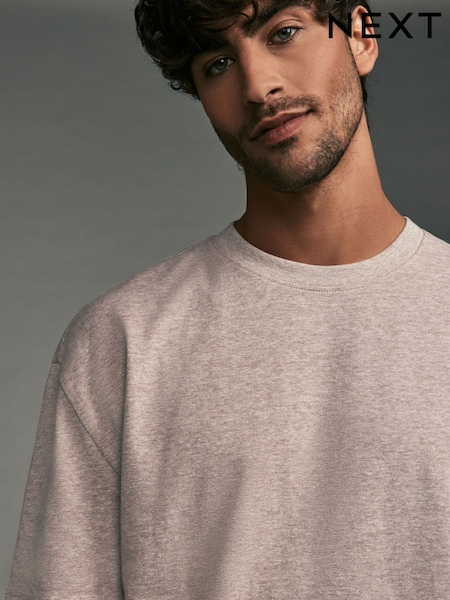 Stone Marl Relaxed Fit Heavyweight T-Shirt (B54153) | £16