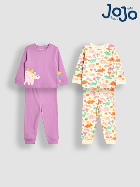 JoJo Maman Bébé Lilac Dino Pyjamas 2 Pack (B54181) | £29.50
