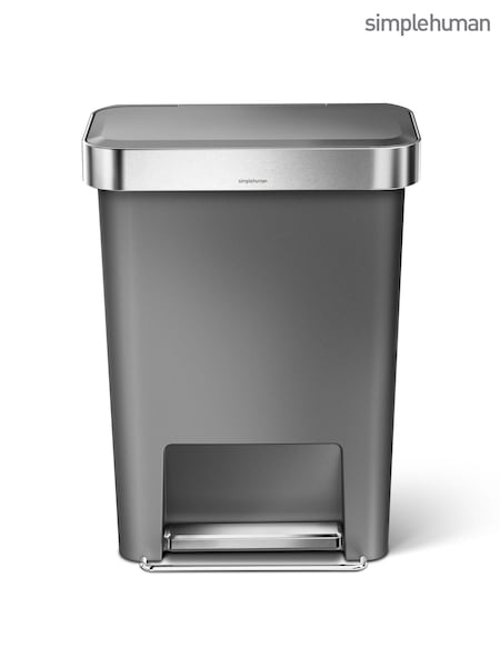 simplehuman Grey 45L Rectangular Pedal Bin With Liner Pocket (B54388) | £100
