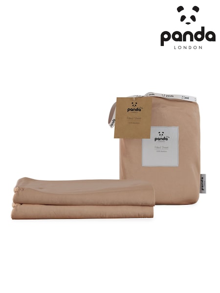 Panda London Vintage Pink Panda Kids Bamboo Viscose Set of Two Fitted Cotbed Sheets (B54518) | £40