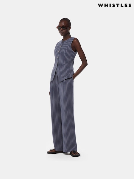 Whistles Blue Lottie Pinstripe Trousers (B54539) | £109