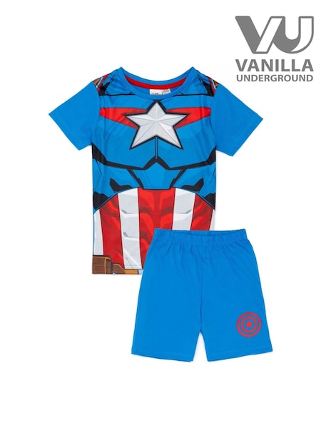 Vanilla Underground Blue Boys 100% Cotton Captain America Short Pyjamas (B54684) | £16