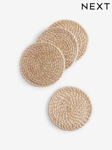 Set of 4 Natural Rattan Weave Coasters (B54883) | £15