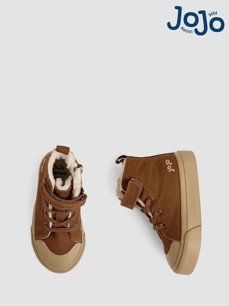 JoJo Maman Bébé Brown Canvas High Top Trainers (B54992) | £25.50 - £27.50