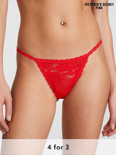 Victoria's Secret PINK Red Pepper G String Floral Lace Knickers (B55224) | £9