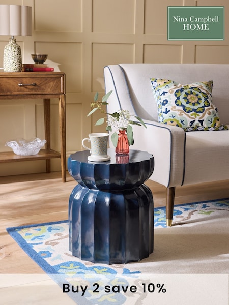 Nina Campbell Dark Blue Delphos Side Table (B55353) | £149