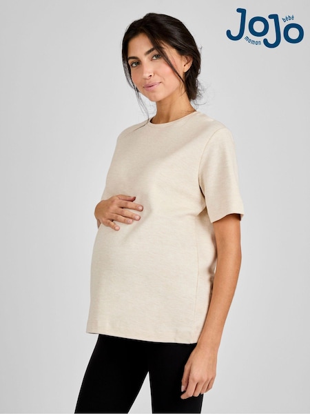 JoJo Maman Bébé Oatmeal Oversized Boyfriend Maternity T-Shirt (B55626) | £19