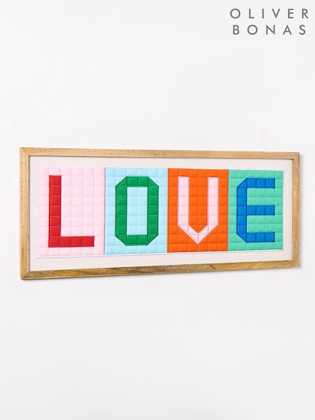 Oliver Bonas Multi Love Patchwork Framed Wall Art (B55669) | £80