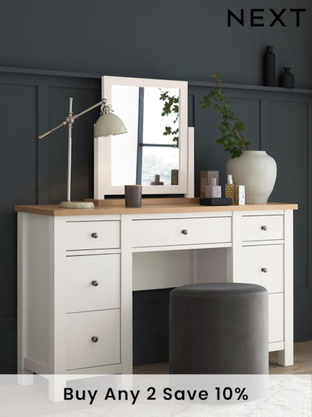 Chalk Malvern Paint Effect 7 Drawer Console Dressing Table (B55708) | £425