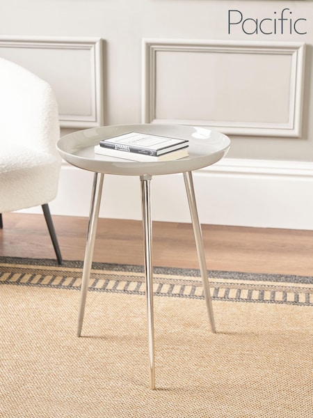 Pacific Grey Seline Enamelled Table with Gold Legs (B55805) | £135