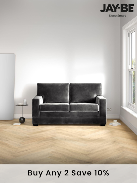 Jay-Be Luxe Velvet Steel Grey Urban 2 Seater Sofa Bed (B55818) | £1,135