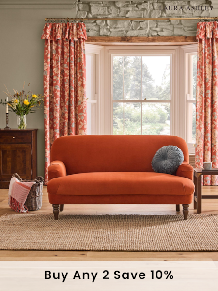 Laura Ashley Annaly Velvet Terracotta Clipsham Small 2 Seater Sofa (B56013) | £799