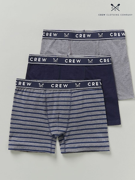 Crew Clothing Grey Company Grey Stripe Cotton Classic Boxers 3 pack (B56342) | £32