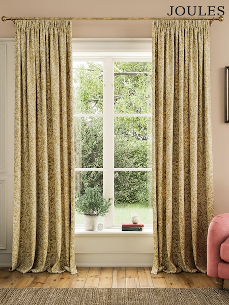 Joules Gold Twilight Ditsy Lined Pencil Pleat Pencil Pleat Curtains (B56385) | £70 - £110