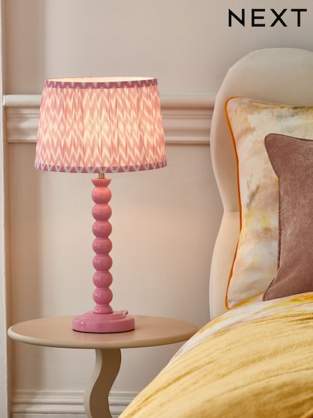 Dusky Pink Bobbin Table Lamp (B56519) | £50