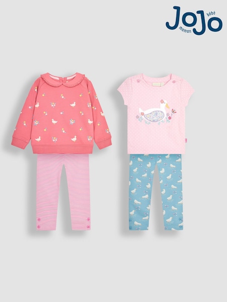 JoJo Maman Bébé Pink 4-Piece Duck Favourites Pack Set (B56526) | £45