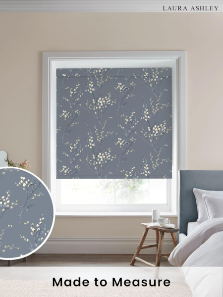 Laura Ashley Dark Seaspray Blue Pussy Willow Made to Measure Roller Blind (B56559) | £58