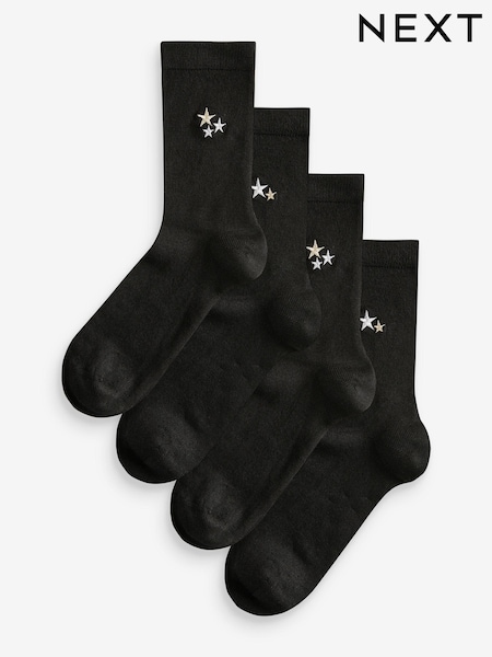 Sparkle Stars Embroidered Motif Ankle Socks 4 Pack (B56592) | £12