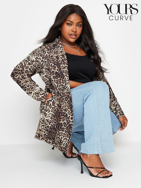 Yours Curve Brown Leopard Print Blazer (B57202) | £39