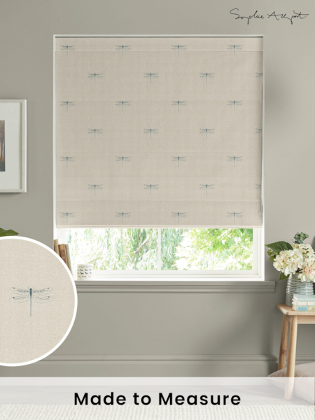 Sophie Allport Teal Blue Vector Dragonfly Made to Measure 100% Cotton Roman Blinds (B57261) | £79