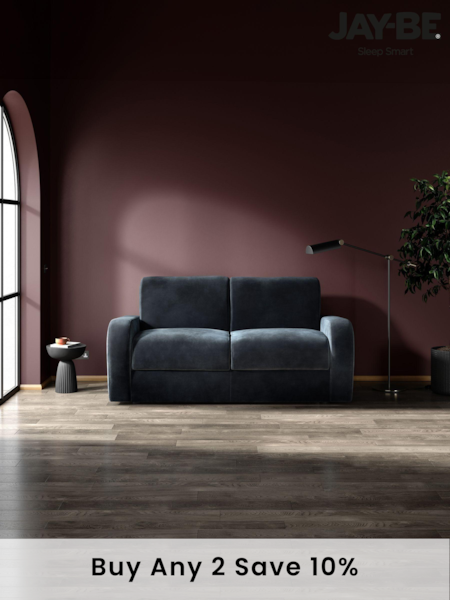 Jay-Be Luxe Velvet Charcoal Grey Deco 2 Seater Sofa Bed (B57298) | £2,105