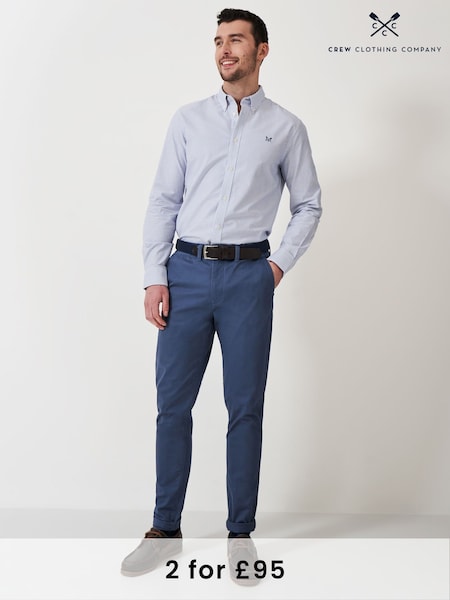 Crew Clothing Company Light Blue Slim Chinos Trousers (B57315) | £65