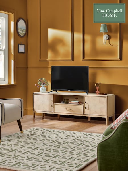 Nina Campbell Light Oak Wide Tedworth Up to 60 Inch TV Unit (B57366) | £699