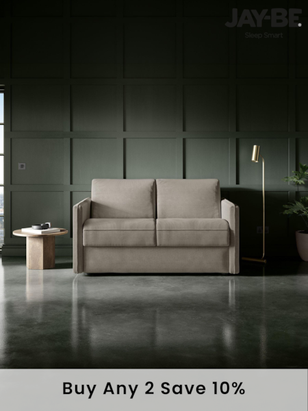 Jay-Be Brushed Twill Smoke Grey Slim 2 Seater Sofa Bed (B57583) | £2,080