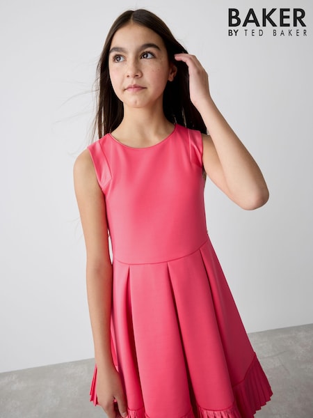 Baker by Ted Baker Coral Pink Frill Peplum Hem Dress (B57639) | £43 - £48