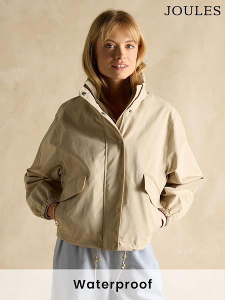 Joules Hove Stone Waterproof Windbreaker With Packable Hood (B57678) | £89