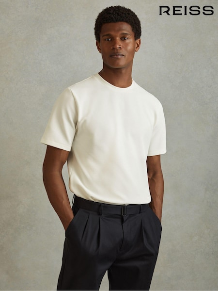 Reiss Off White Wick Textured Crew-Neck T-Shirt (B57799) | £48