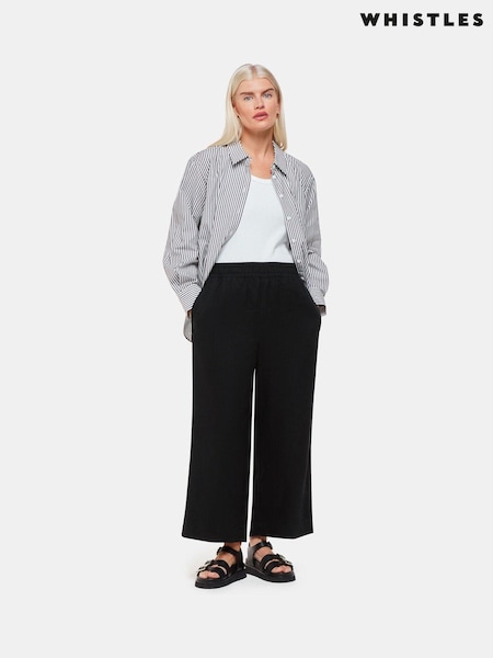 Whistles Black Petite Linen Pocket Trousers (B57852) | £99