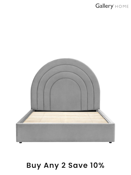 Gallery Home Grey Hawes Upholstered Velvet Bed (B57983) | £1,000