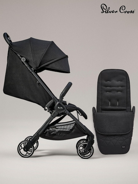 Silver Cross Black Clic Compact Pushchair and Footmuff Bundle (B58009) | £340