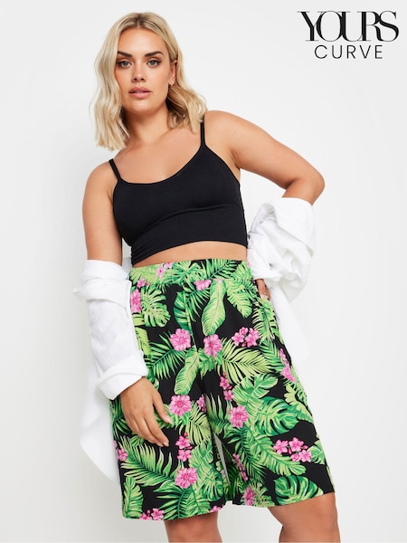 Yours Curve Black Light Jersey Shorts (B58035) | £22