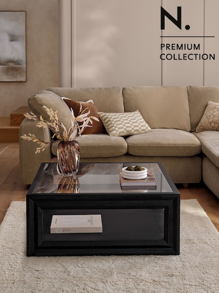 Black Ritz N Premium Mango Wood and Glass Large Coffee Table (B58215) | £750