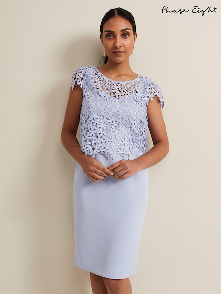 Phase Eight Blue Petite Daisy Lace Double Layer Dress (B58270) | £169
