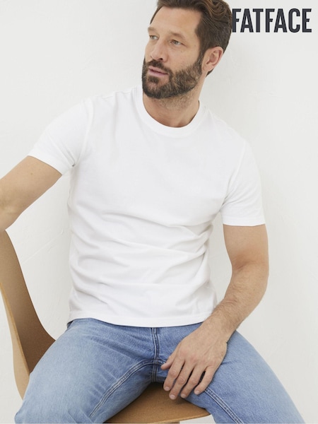 FatFace Lulworth White 100% Cotton Organic Crew T-Shirt (B58349) | £22.50