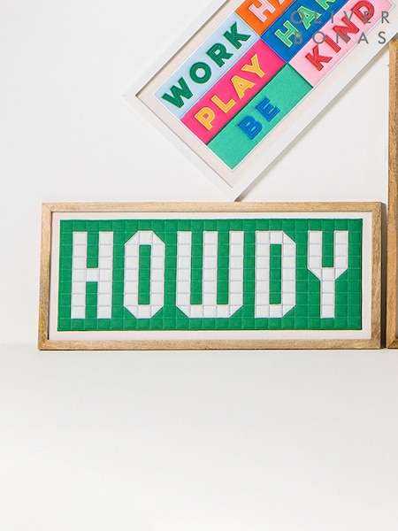 Oliver Bonas Green Howdy Appliqué Framed Wall Art (B58424) | £80