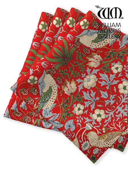 William Morris Gallery Red Pimpernel Pack of 4 100% Cotton Napkins (B58436) | £20