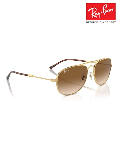 Ray-Ban Gold Tone Bain Bridge Rb3735 Pillow Sunglasses (B58479) | £164