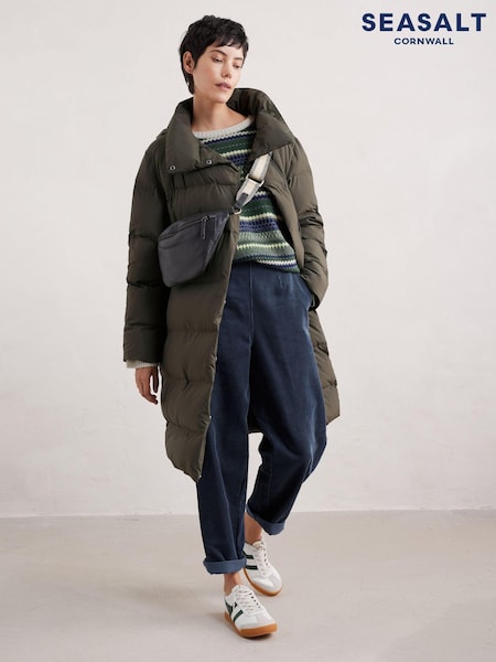 Seasalt Cornwall Green Tall Holywell Bay Waterproof Coat (B58538) | £225