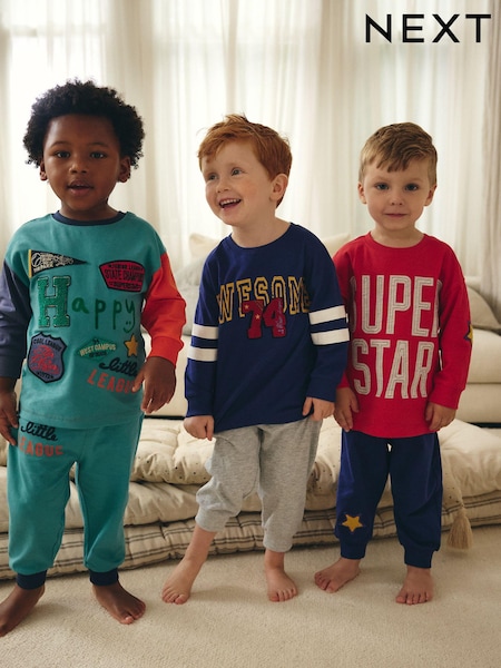 Multi Bright Varsity 3 Pack Oversized Pyjamas (9mths-10yrs) (B58560) | £30 - £36