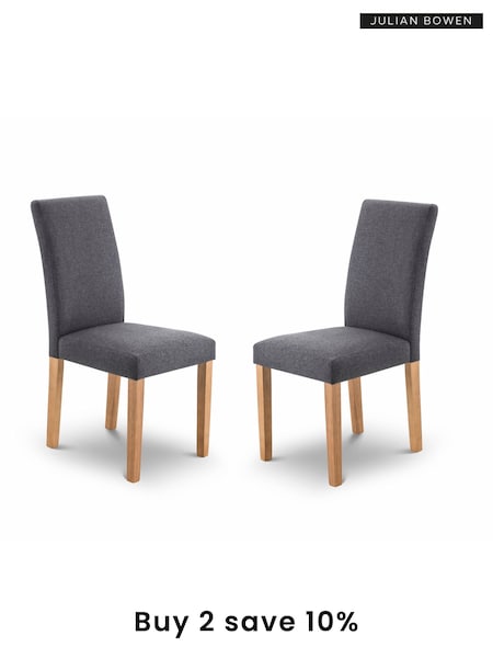 Julian Bowen Slate Grey Oak Hastings Fabric Dining Chairs Set Of 2 (B58574) | £155