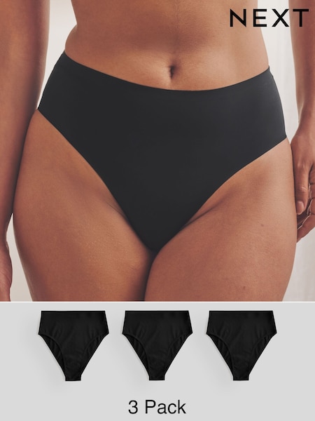 Black High Rise High Leg No VPL Comfort Knickers 3 Pack (B58687) | £19