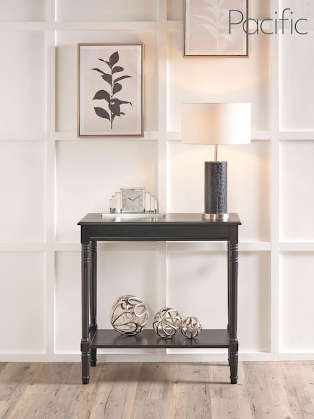 Pacific Black Heritage Pine Wood Rectangular Console Table (B58700) | £90