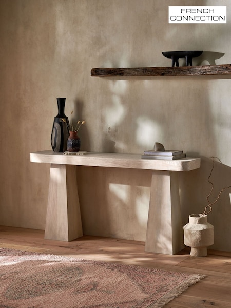 French Connection Light Mango Wood Mez Console Table (B58904) | £499