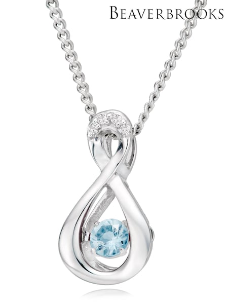 Beaverbrooks 9ct White Gold Diamond Aquamarine Birthstone Pendant (B58952) | £450