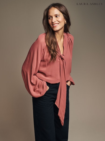 Laura Ashley Rose Pink Pussy Bow Blouse (B59062) | £49